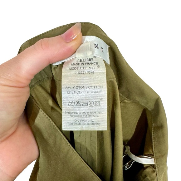 CELINE Vintage Runway Cargo Style Wide Leg Utility Pants Army Green Sz:38/US6 - Picture 11 of 14